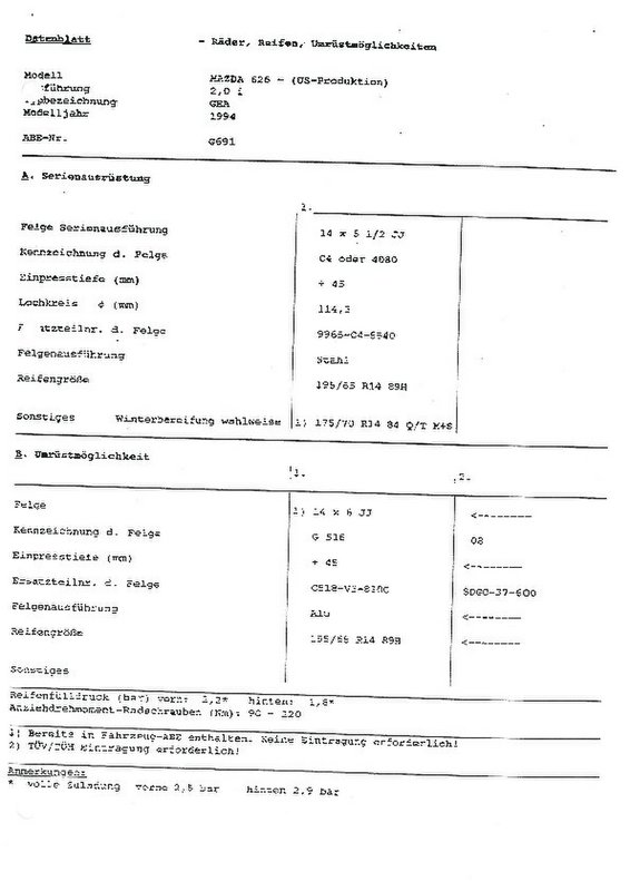 Felgen Nachtrag