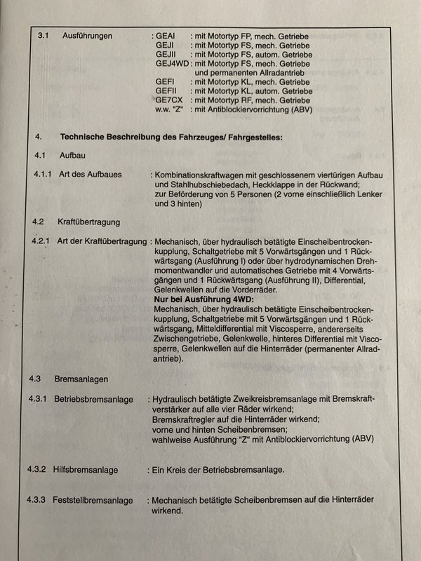 Mazda 626 GE 4WD Typenschein Österreich 2