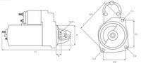Maße Anlasser Mitsubishi M000T80381